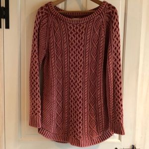 LL Bean Fisherman Knit Tunic Sweater in Fire Brick